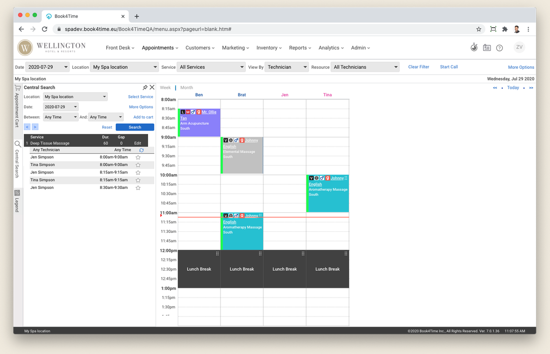The same appointment scheduler after the refresh, with lighter chrome, larger labels and clearer controls.